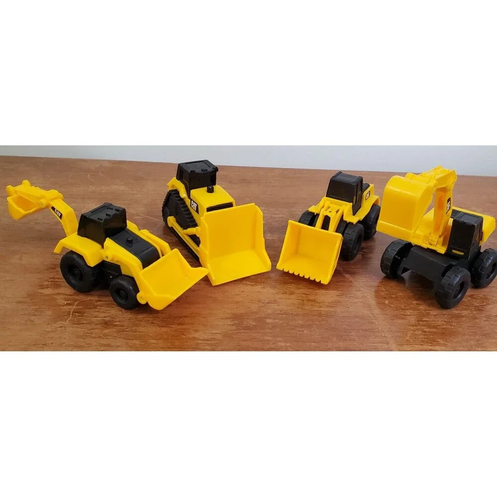 CAT Little Machines Toy Vehicle lot 4 Bulldoser Backhoe Digger Moving Parts 5